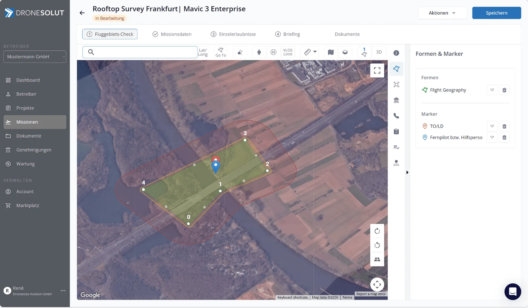 Dronesolut Software – Dashboard mit Flottenübersicht und Missionsstatus